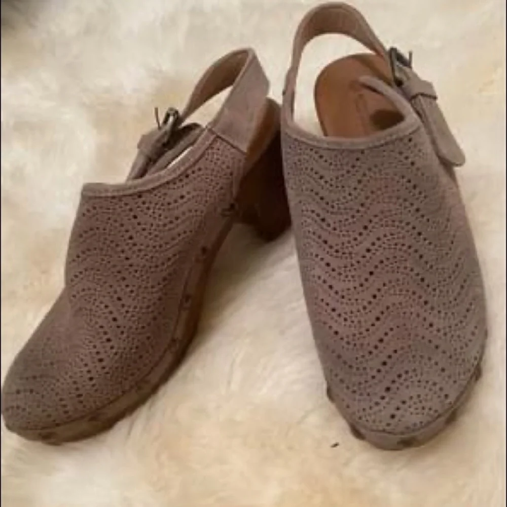 Eric Michael | Women's Brown Embellished Studded Lasercut Julia Clogs Heels